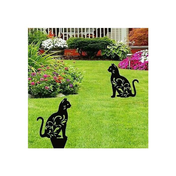 Kerti dekoráció Ülő macska figura kültéri díszítéshez