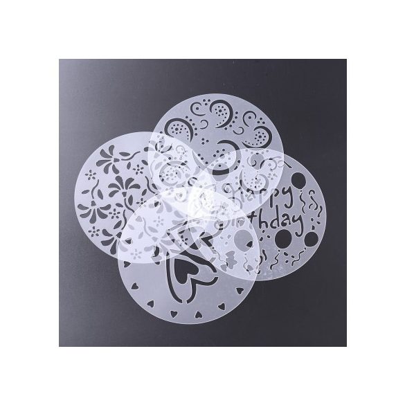 Tortadíszítő kellék, tortadíszítő sablon (4 minta)