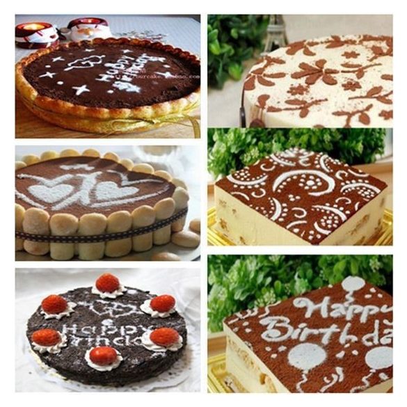 Tortadíszítő kellék, tortadíszítő sablon (4 minta)