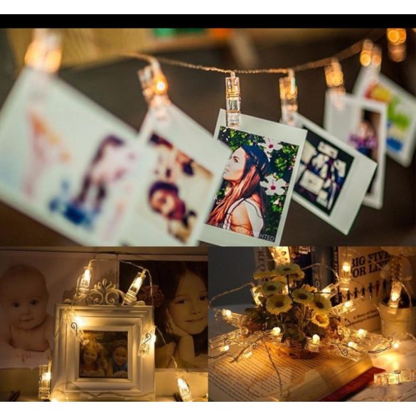 Csipeszes fényképtartó, csipeszes fényfüzér