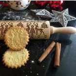 Karácsonyi mintás sodrófa, mintás nyújtófa, kekszmintázó sodrófa