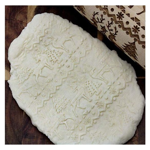 Karácsonyi mintás sodrófa, mintás nyújtófa, kekszmintázó sodrófa