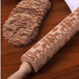 Karácsonyi mintás sodrófa, mintás nyújtófa, kekszmintázó sodrófa