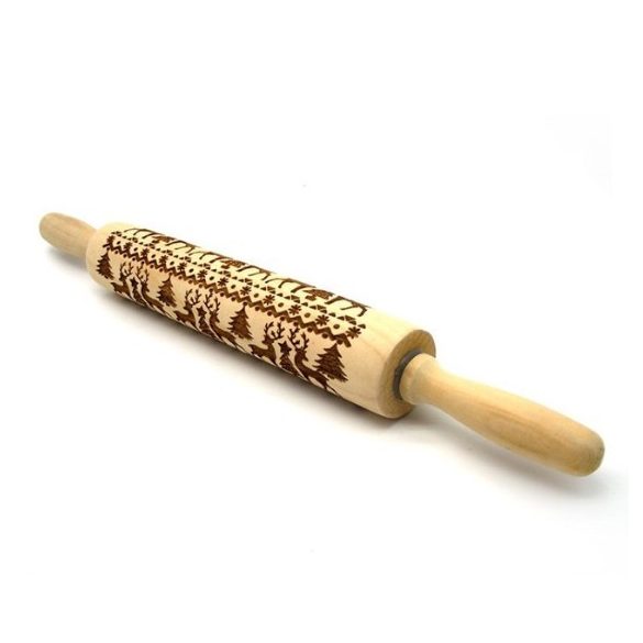 Karácsonyi mintás sodrófa, mintás nyújtófa, kekszmintázó sodrófa