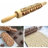 Karácsonyi mintás sodrófa, mintás nyújtófa, kekszmintázó sodrófa