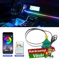   Okos autós LED világítás belső térbe - 110cm + 35 cm, applikáció+távirányító