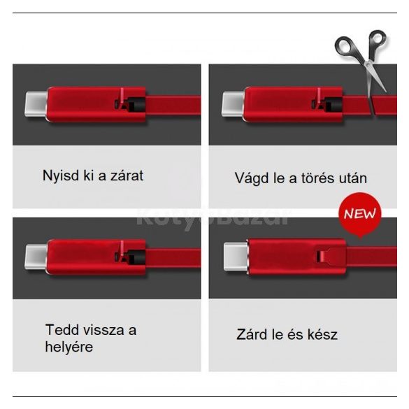 Elnyűhetetlen telefontöltő kábel, 1 m hosszú