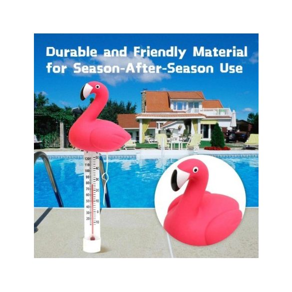 Flamingó alakú vízhőmérséklet mérő medencéhez