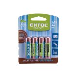 EXTOL ENERGY elem klt. 4 db, alkáli, 1,5V, méret: AA (LR6); hosszú étettartam, bliszteren