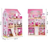 Fa babaház LED bútorral - ECOTOYS - gyerekeknek és felnőtteknek - világító bútor - kreatív játék