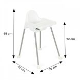 Két az egyben etetőszék, fehér ECOTOYS - gyerek etetőszék, babaszék, baba ülőszék, asztali etetőszék