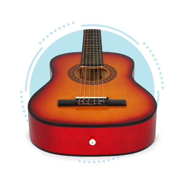 Gyermek gitár, nagy, klasszikus, fa, 6 húros, ECOTOYS