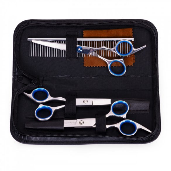 Kutyák, macskák nyírásához szett, olló, fésű, tok - Állatnyíró készlet