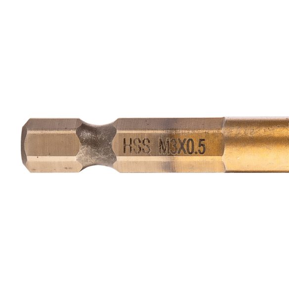 NEO TOOLS Gépi menetfúró, 2az1ben előfúró éllel, HSS-Titán, M3X0,5mm, hatszög szárral 08-949