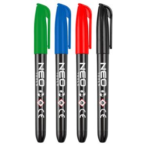 NEO TOOLS 4db jelölőfilc, vízálló olajalapú festékkel, használat előtt felrázandó, színes, normál hegyű 13-857