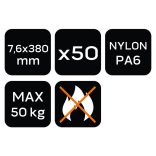 NEO TOOLS Kerti kötegelő, gyorskötöző 7,6x380mm, 50db, zöld 15-971