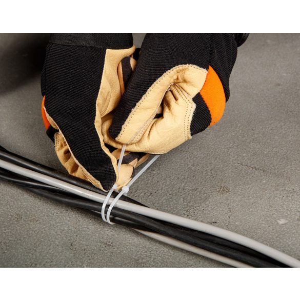 TOPEX KÁBELKÖTEGELŐ, gyorskötöző, 2,5mm x 100mm, fehér, 100db 44E975