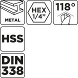 GRAPHITE Csigafúró, HSS DIN 338, 4mm, 2db/cs 54T987
