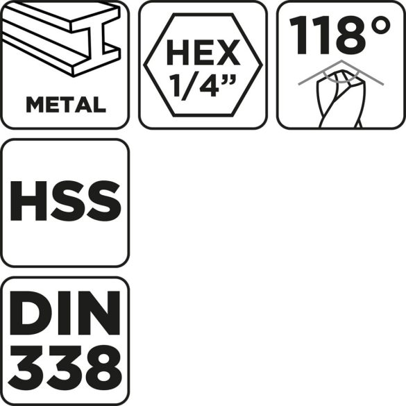 GRAPHITE Csigafúró, HSS DIN 338, 4mm, 2db/cs 54T987