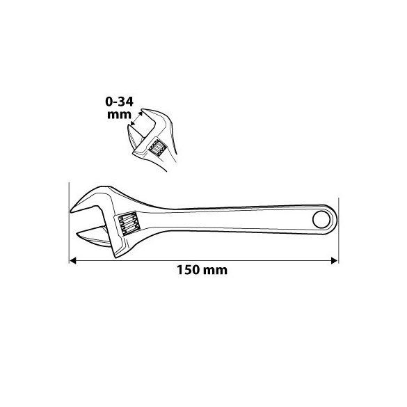 NEO TOOLS Állítható villáskulcs, csavarkulcs 150mm, 0-34mm 25 év garanciával 03-015