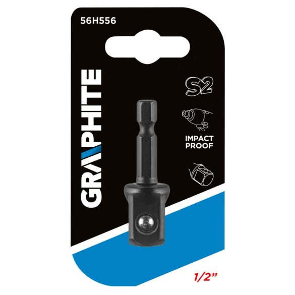 GRAPHITE Adapter csavarbehajtókhoz 1/4”- hatlapú 1/2” négyszög 56H556