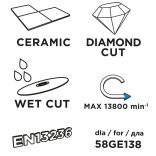 GRAPHITE Gyémánt vágókorong, 110x22,2 mm, turbo, 58GE138-hoz 57H603