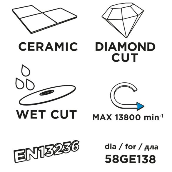 GRAPHITE Gyémánt vágókorong, 110x22,2 mm, turbo, 58GE138-hoz 57H603