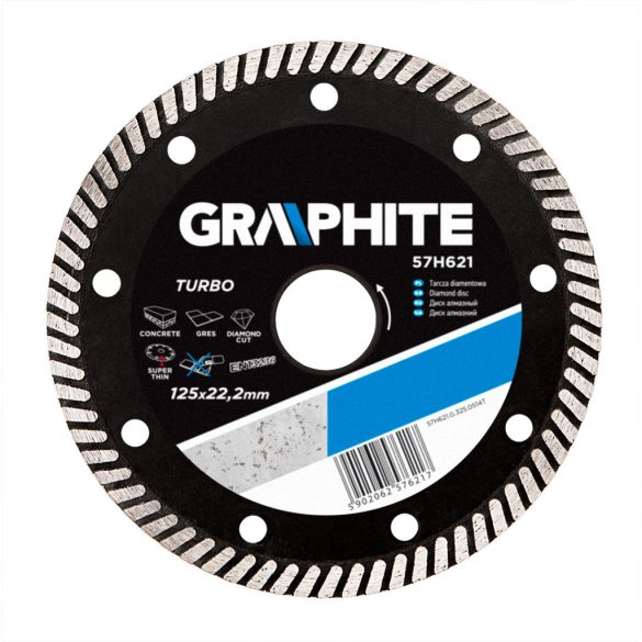 GRAPHITE Gyémánt vágókorong 125mm TURBO VÉKONY 57H621