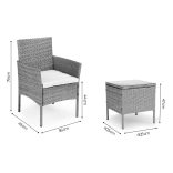 Rattan hatású kerti bútor szett – asztal és székek, szürke, MultiGarden