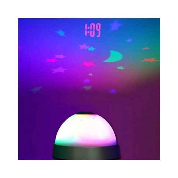 Csillag projektoros óra lámpa gyerekeknek, kivetítős óra asztali óra hangulatlámpa