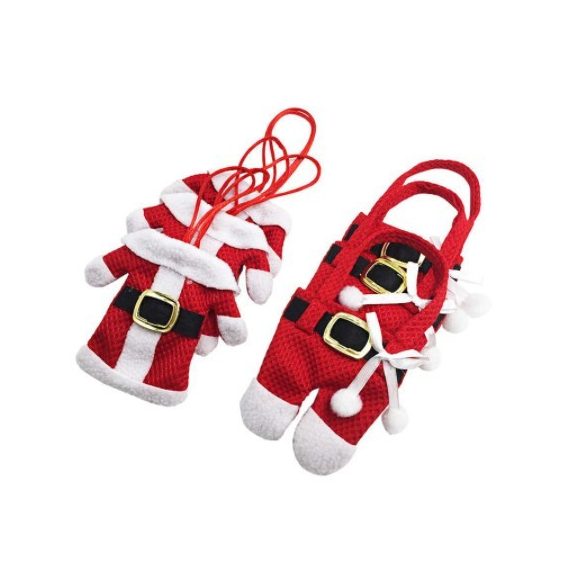 Karácsonyi textil evőeszköztartó dekoráció (6 db-os)