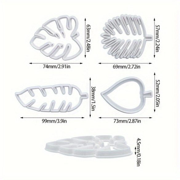 4 db-os levél formájú süteményforma