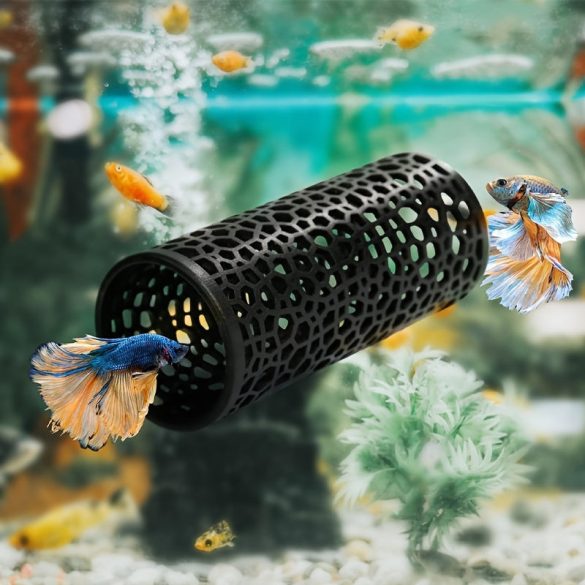 Hal búvóhely - PP anyagból készült akvárium dekoráció kis halaknak és garnéláknak - ragasztós lebegő henger alakú élőhely kiegészítő