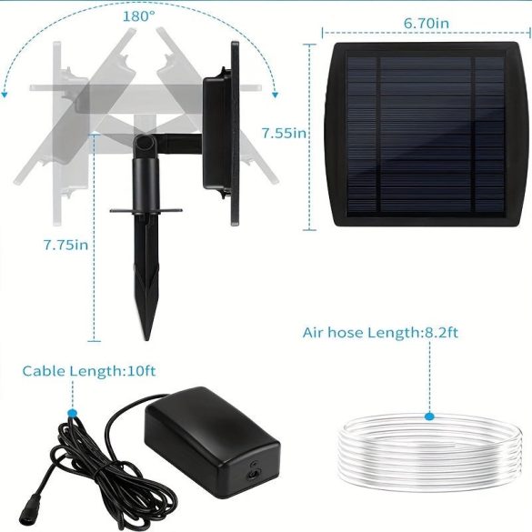 Napenergiás oxigénszivattyús akvárium levegőztető kültéri oxigénszivattyús hidroponikus növényi levegőztető