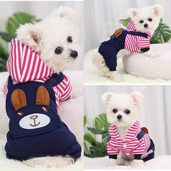 Aranyos kialakítású, kapucnis kutyás pulcsi