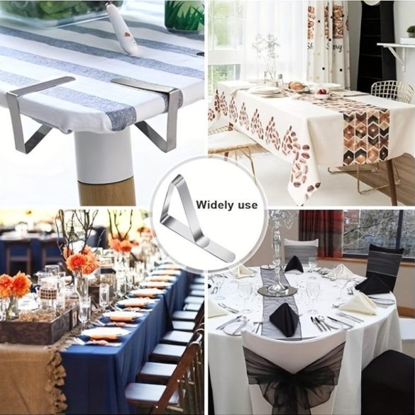 6db rozsdamentes acél asztalterítő csipesz, fém rögzítőbilincs