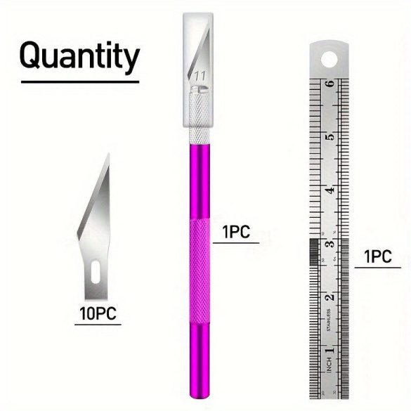 11 db-os rozsdamentes acél precíziós pengekészlet