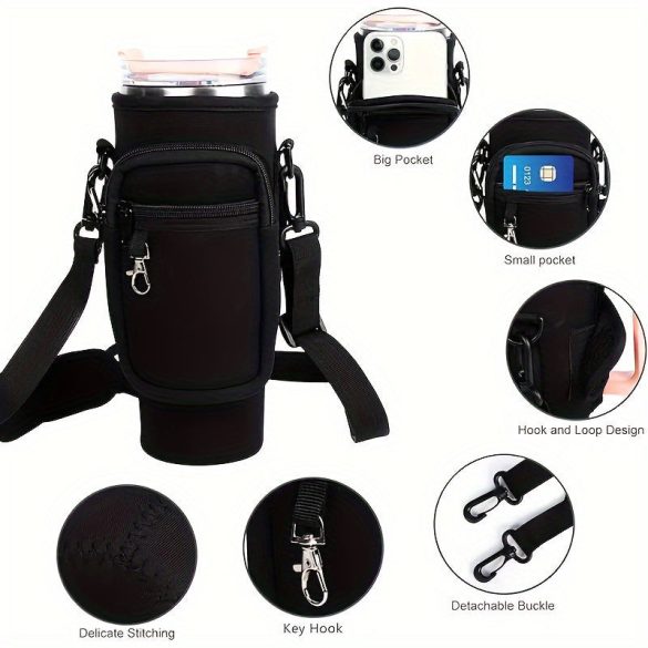 Többfunkciós kulacs tartó, tároló zsebekkel