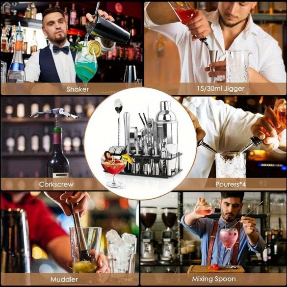 Professzionális rozsdamentes acél koktél shaker készlet