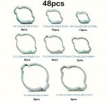 48 db-os Cinkbevonatú Rozsdamentes Acél Dupla Fülű Tömlőbilincs Készlet
