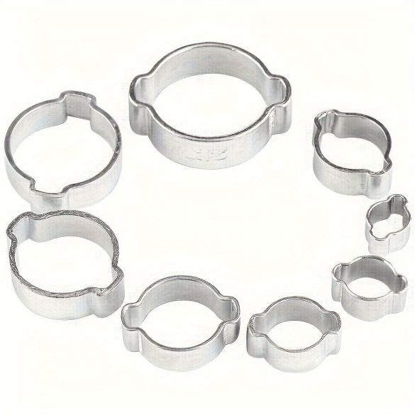 48 db-os Cinkbevonatú Rozsdamentes Acél Dupla Fülű Tömlőbilincs Készlet