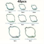 48 db-os Cinkbevonatú Rozsdamentes Acél Dupla Fülű Tömlőbilincs Készlet