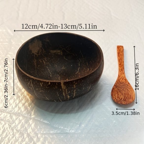 2 darabos Kókuszdióhéj Tál Kanállal (1 db tál, 1 db kanál)