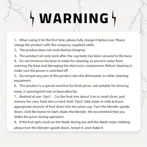 Hordozható USB-vel Tölthető Turmixgép és Gyümölcscentrifuga