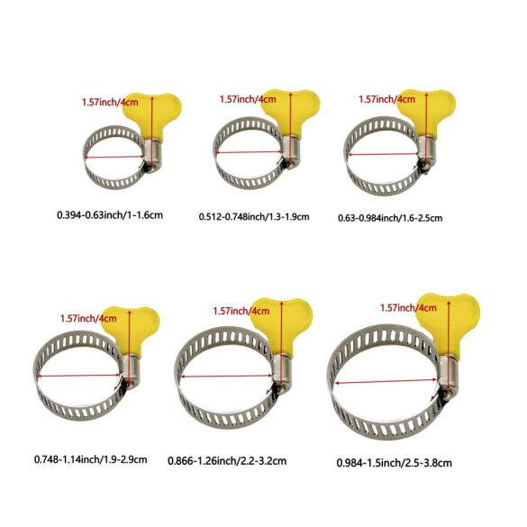 10db Állítható Sárga Műanyag Fogantyús Tömlőbilincs