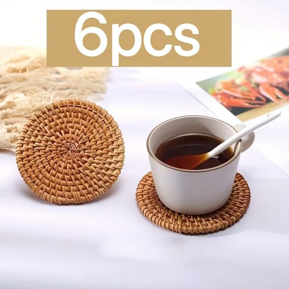 6db Kézzel Készített Rattan Poháralátét