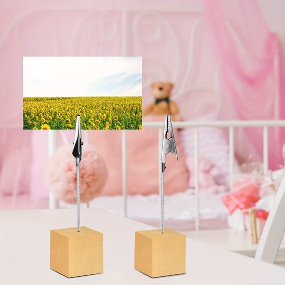 10db fából készült kártyatartó aligátorkapcsokkal