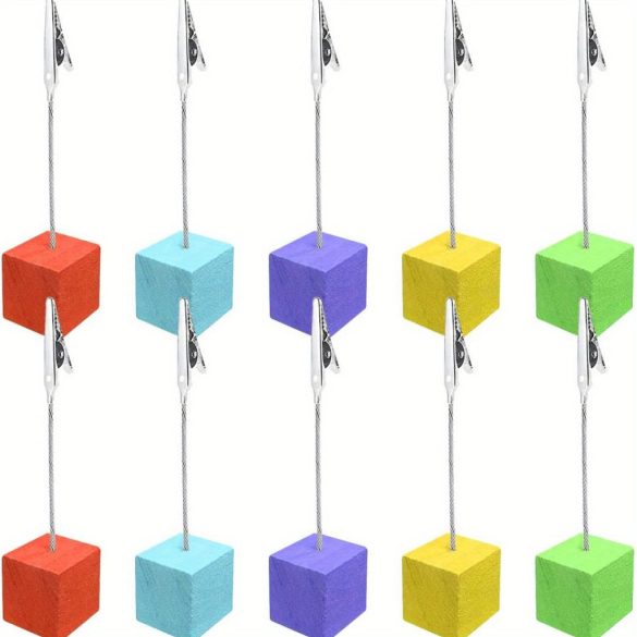 10db fából készült kártyatartó aligátorkapcsokkal