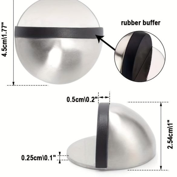 Elegáns Rozsdamentes Acél Félkupola Padlóajtó Stopper Fekete Alappal