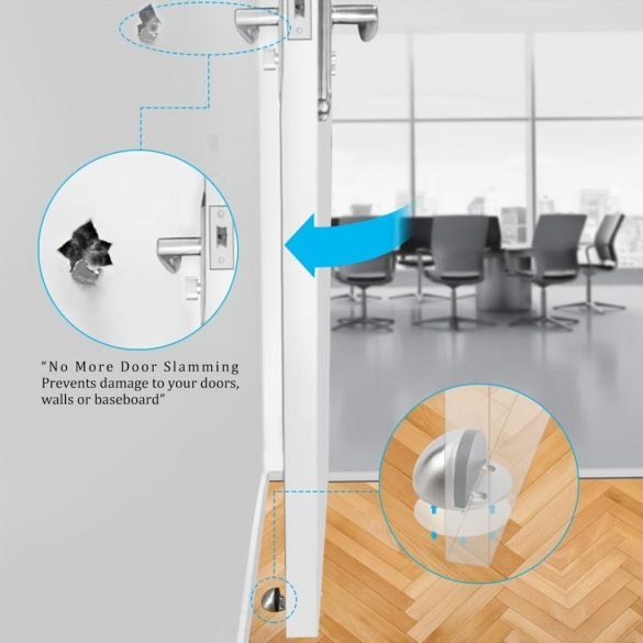 Elegáns Rozsdamentes Acél Félkupola Padlóajtó Stopper Fekete Alappal